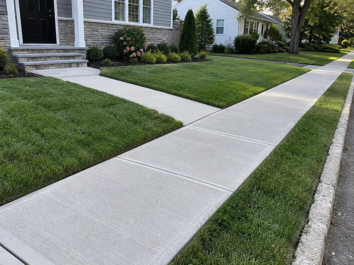 Example of a newly finished residential concrete sidewalk