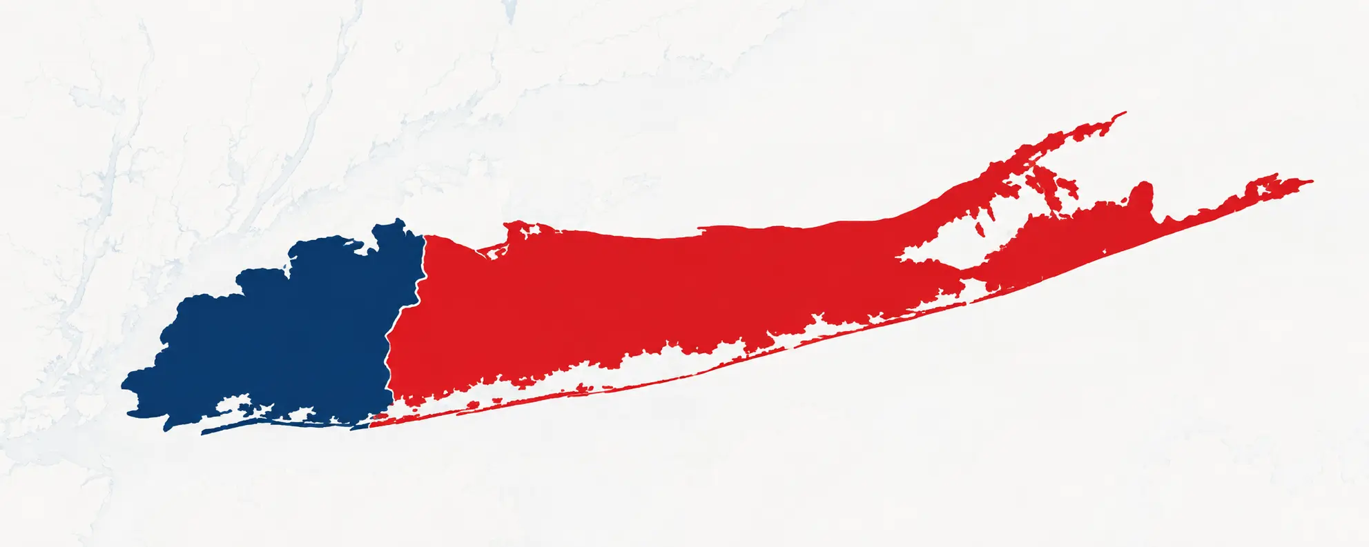 Long Island silhouette highlighting Nassau and Suffolk County service areas